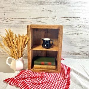 Vintage wood box decor farmhouse cottage core riser shelf